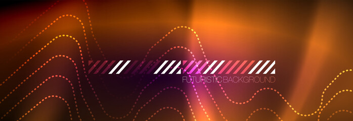 Glowing neon abstract lines, techno futuristic template