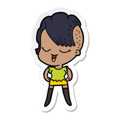 sticker of a happy cartoon girl