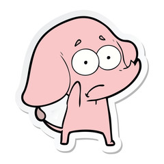 sticker of a cartoon unsure elephant