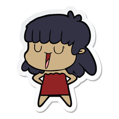 sticker of a cartoon woman laughing
