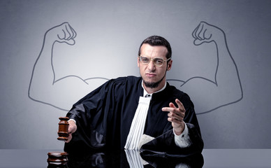 Young judge with brawny design on his back
