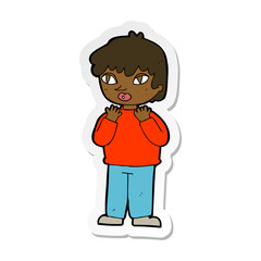 sticker of a cartoon worried person