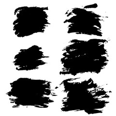 Ink vector dry brush frame set. Vector illustration. Grunge hand drawn watercolor texture. Space for text.