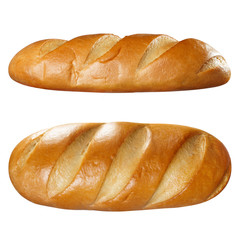 Delicious loaf of fresh bread, isolated on white background