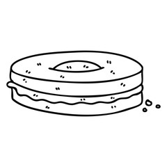 quirky line drawing cartoon chocolate biscuit