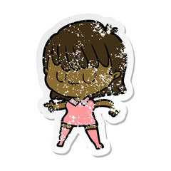 distressed sticker of a cartoon woman