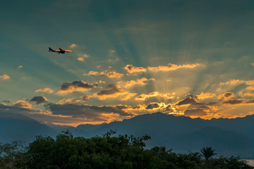 Colorful sunrise above mountains, Middle East