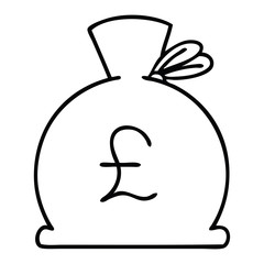 line drawing cartoon bag of money