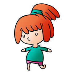 gradient cartoon of a cute kawaii girl