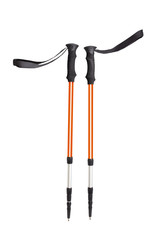 Sport hiking or ski poles isolated with path on white background. Trekking and nordic walking concept