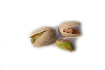 Pistachios isolated on white background
