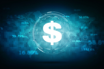 Stock Market Chart with graph and rows of currency, stock exchange and finance concept