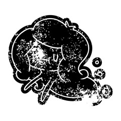 grunge icon of a kawaii cute ghost