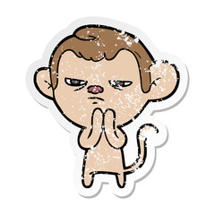 distressed sticker of a cartoon monkey
