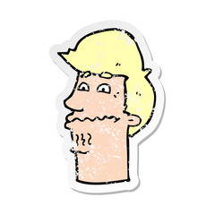 retro distressed sticker of a cartoon nervous man
