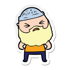 sticker of a cartoon man with beard