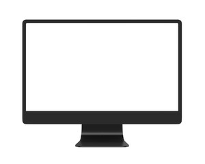Computer Monitor with Blank White Screen Isolated