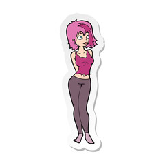 Obraz na płótnie Canvas sticker of a cartoon attractive girl
