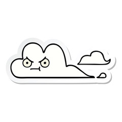 sticker of a cute cartoon white cloud