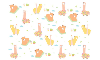 cute alpaca wallpaper pastel color