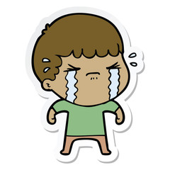 sticker of a cartoon man crying
