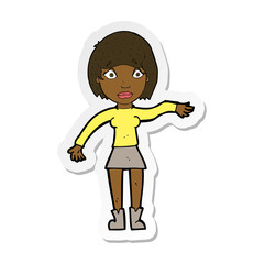 sticker of a cartoon surprised woman