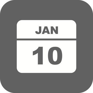 January 10th Date on a Single Day Calendar