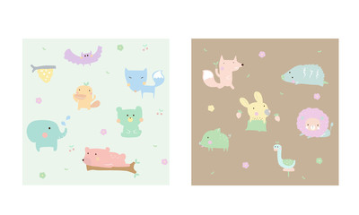 Cute animals wallpaper pastel color