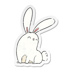distressed sticker of a cute cartoon rabbit