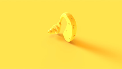 Yellow Behind the Ear Hearing Aid 3d illustration 3d render