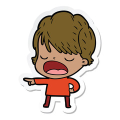 sticker of a cartoon woman talking