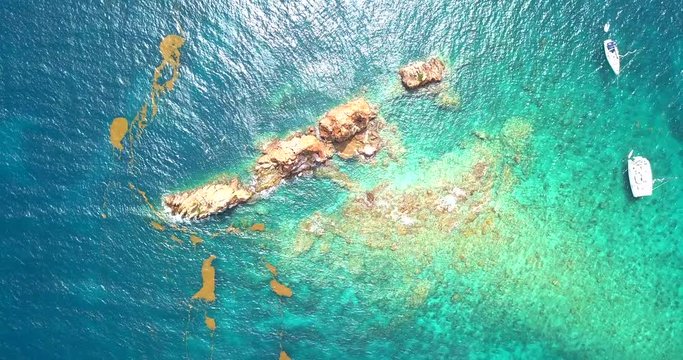 Beautiful 4k drone footage of an island in the Caribbean