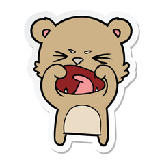 sticker of a angry cartoon bear