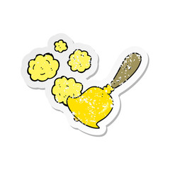 retro distressed sticker of a cartoon hand bell