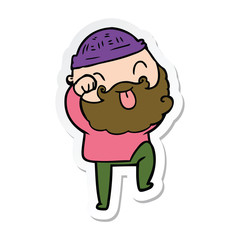 sticker of a man with beard sticking out tongue