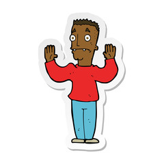 sticker of a cartoon man surrendering