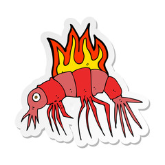 sticker of a cartoon hot shrimp
