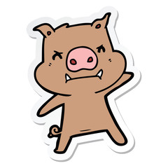 sticker of a angry cartoon pig