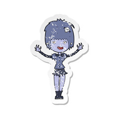 retro distressed sticker of a cartoon vampire girl