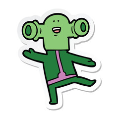 sticker of a friendly cartoon alien