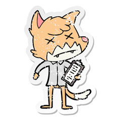 distressed sticker of a cartoon dead fox