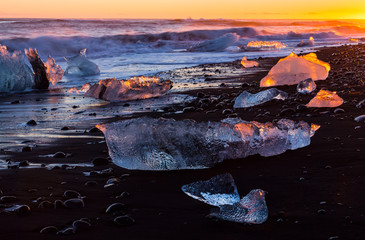Jokulsarlon beach, Southern Iceland, Iceland, Europe