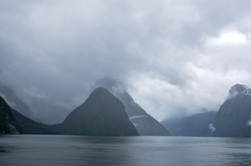 Milford Sond im Nebel