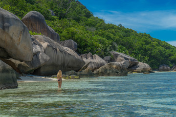 Fototapeta na wymiar anse source d'argent seychelles la digue beach model coast