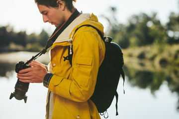 Traveler on a nature photography trail