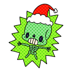 christmas cartoon of kawaii skeleton