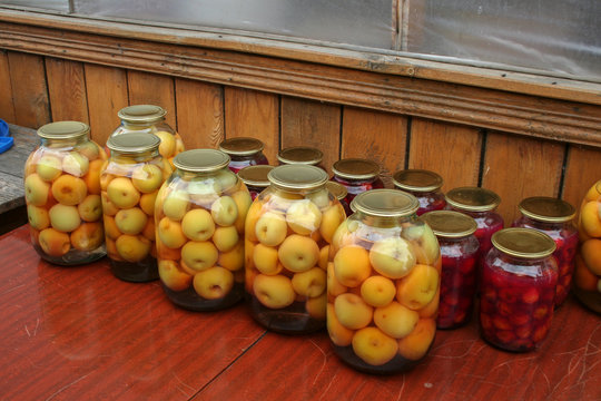 Home Canning. Harvesting Fruit Compote For Winter.