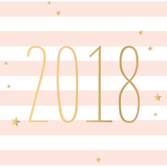 Vector fashion gold 2018 with pink stripes and stars