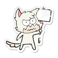 distressed sticker of a cartoon annoyed fox