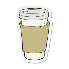 sticker of a cartoon coffee cup
